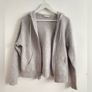 TNA Gray Zip-Up Hoodie Wool & cashmere